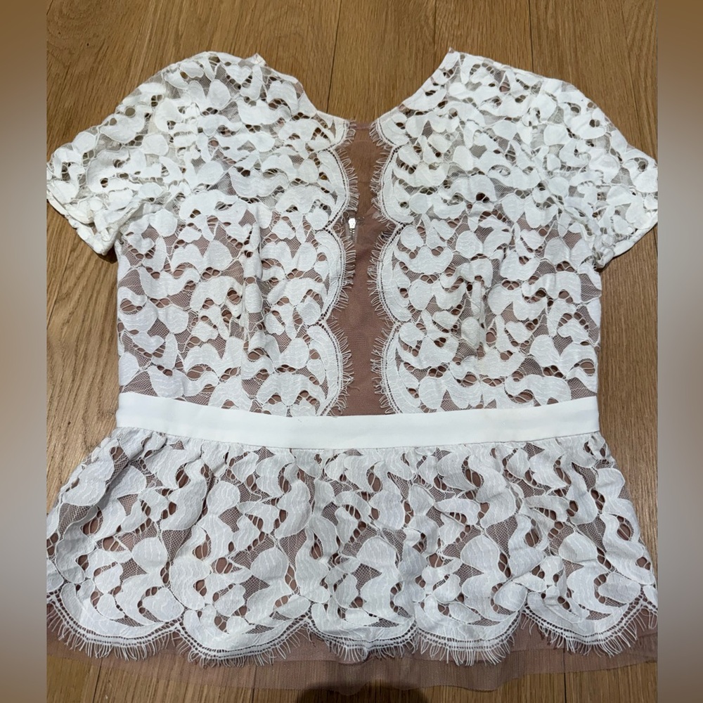 BCBG White Lace Blouse Top, Size S - Picture 4 of 10